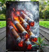 Vintage 'Cigar' Metal Tin Sign - 3D Effect Wall Art For Home, Bar, Cafe & Office Decor